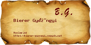 Bierer Gyöngyi névjegykártya
